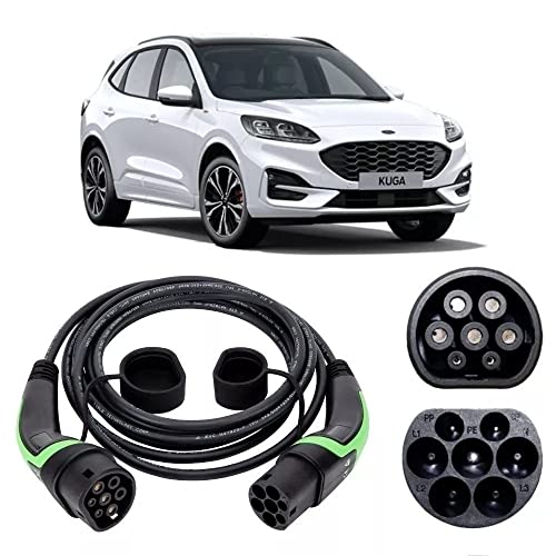 EV Power 20M - 20m Ford Kuga Charging Cable - Type 2 to Type 2 - 32amp (7.2kw) - Compatible with Ford Kuga - Single Phase