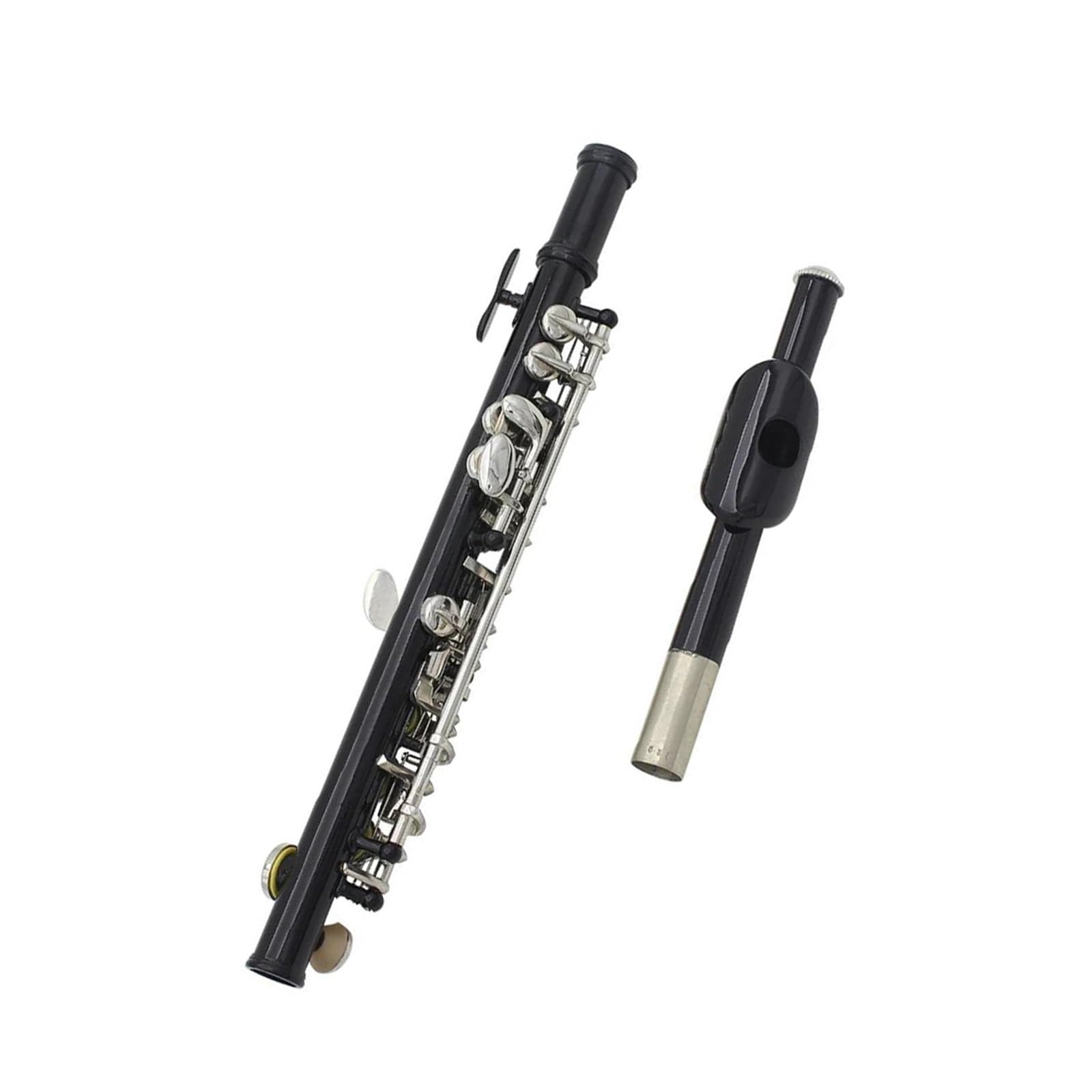 flet prosty 16-otworowy instrument dęty drewniany Piccolo Silver Piccolo z półfletem, biały mosiądz, posrebrzany