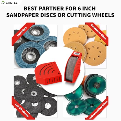 gostle 150 mm Sanding Disc Storage Box, Sandpaper Organizer with 8 Bins – Space-Saving Storage Rack, Offset Snap-On Connection, Grit Classification, Efficient Organization, Red - Image 4