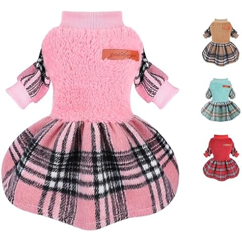PinkBow Warm Fleece Dog Sweater Dress Cover