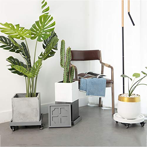Support rond robuste pour plantes avec roulettes 24 cm gris