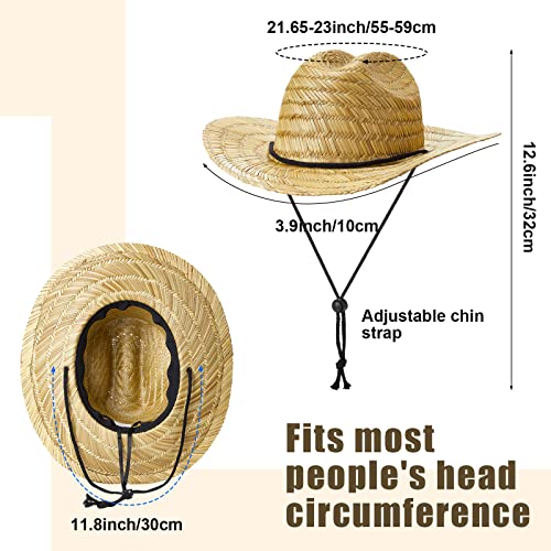 2 Pcs Men's Classic Straw Hat Sun Beach Hat Adjustable Wide Brim Athletics Straw Hats For Men Farmer Summer Beige, Khaki(Beige, Khaki) #TOP1
