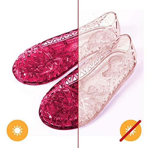 Delsol - Heart Sole Jellies Sandal - Spectrachrome Color Changing Technology - Study and Comfortable - Girls ShoesMade from Usa Certified Pvc - Changes from Clear to Vibrant Pink - 10 Pink - 1 Pair