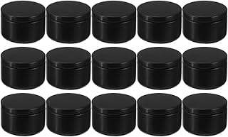 24pcs Candle Tins 50ml Aluminum Tins Mini Round Empty Candle Containers Tin Jars with Lids for Making Spices and Metal Tea Lights Cups (Black)