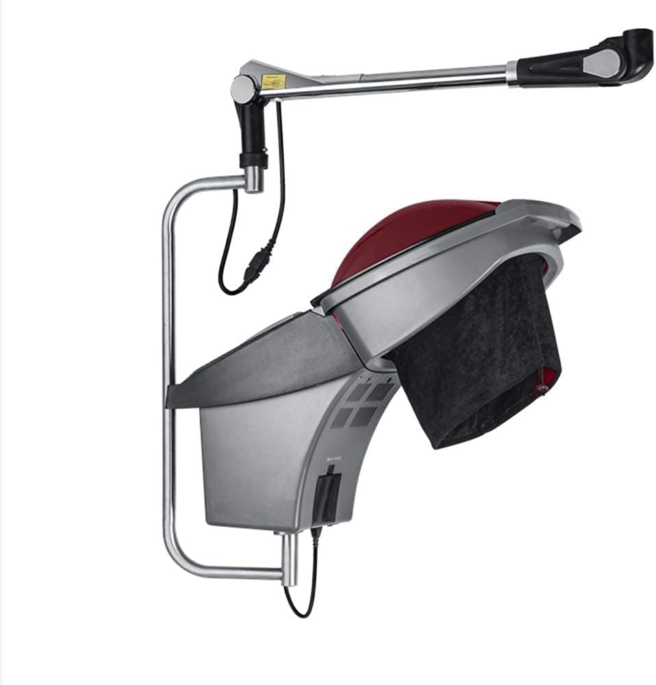 Professional Hair Salon Wall Mounted Ozone Hair Steamer with Red and Blue Lights Micro Mist Scalp Treatment for Dyeing and Perming ET1409B (Black)