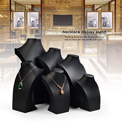 Oirlv Black Jewelry Display Bust Leather Necklace Display Stand For Show（H11.8Inch） #TOP4