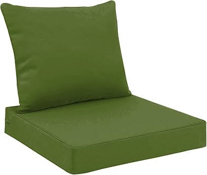 All Smiles Outdoor Chair Cushions for Patio Furniture Set of 24x24 Inch for Deep Seat Waterproof Fade Resistant Replacement Cushions with Removable Cover for Seat Yard Garden Deck,Grass Green
