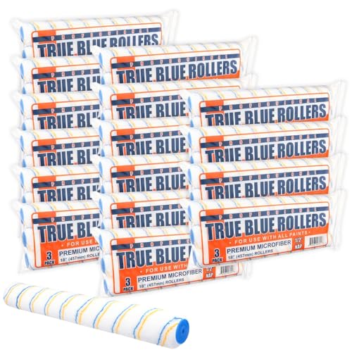 Image of True Blue 18 inch Professional Paint Roller Covers, 18 Inch, Best for All Types of Painting Surfaces, Refill Bulk Pack (48, 1 /2 inch Nap)
