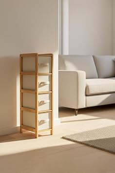 Digithome Bambu Slim 4 Çekmeceli Dolap Organizer Çok Amaçlı Düzenleyici Şifonyer DB-0048