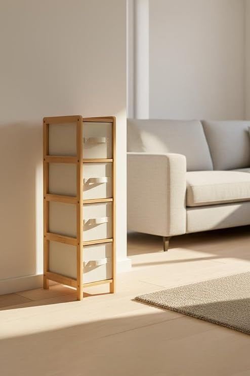 Digithome Bambu Slim 4 Çekmeceli Dolap Organizer Çok Amaçlı Düzenleyici Şifonyer DB-0048
