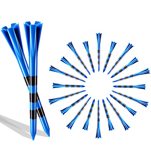 ToVii Plastic Golf Tees Pack of 80ï¼ˆ3-1/4"Â & 2-3/4"ï¼‰|Â Reduces Friction & Side Spin 5 Prongs Golf Tees Plasticï¼ˆBlueï¼‰