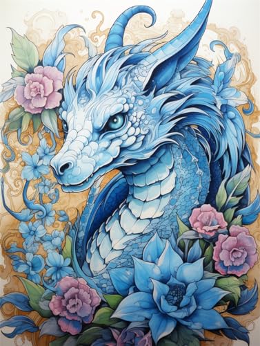 Kit broderie perles dragon et fleurs 40x50 cm COKYIS point de croix diy mural