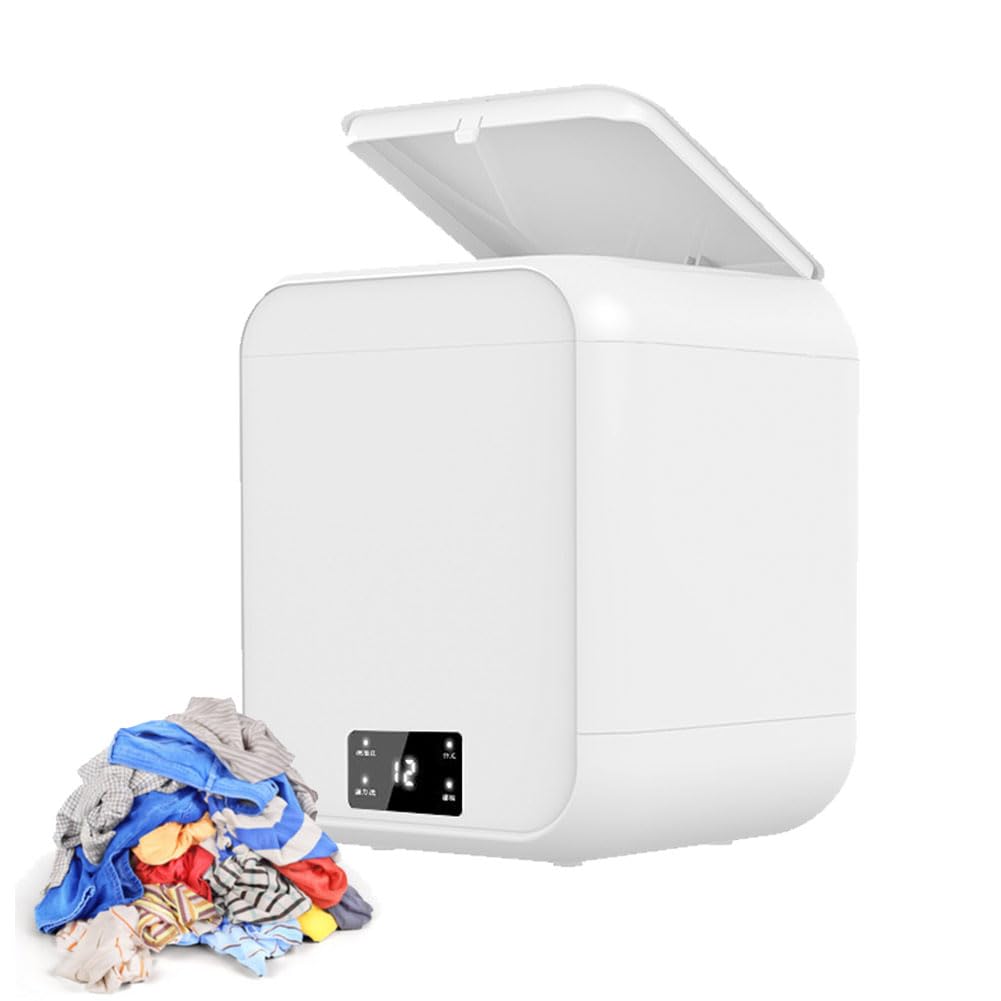 Mini Lave Linge Portable, Mini Machine à Laver avec Tuyau de Vidange 12 L Lavage Double Mode Affichage de L'heure Lumière Bleue pour sous-vêtements et Chaussettes White