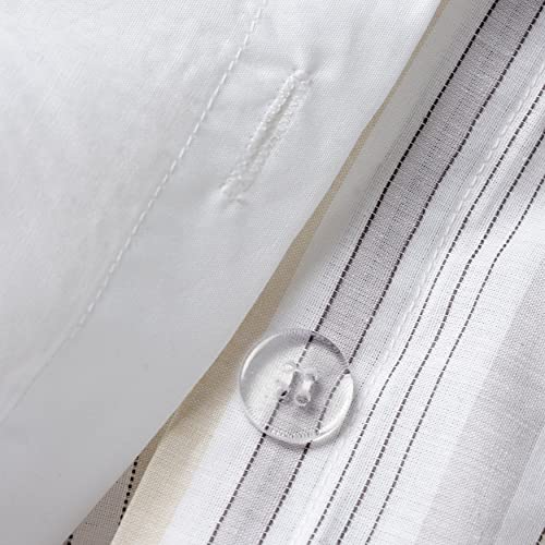 Martha Stewart Homestead Stripe Queen Size Comforter Set-3 Piece,1 Comforter(90"X92"), 2 Pillow Shams(20"X26"), 100% Cotton, Breathable, Reversible, Machine Wash, Dorm Essential, Grey/Oat (All Season) #TOP6