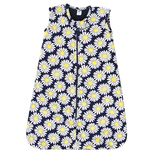 Hudson Baby Unisex Baby Plush Faux Fur Sleeping Bag, Wearable Blanket, Navy Daisy, 0-6 Months