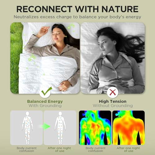 Newise Grounding Sheets,10% Pure Silver Fiber & 90% Organic Cotton - Grounded Well Bed Sheet - Conductive Fitted Sheet for Better Sleep, Queen Size 60"x 80"x 15", Gray by Newise - Image 5