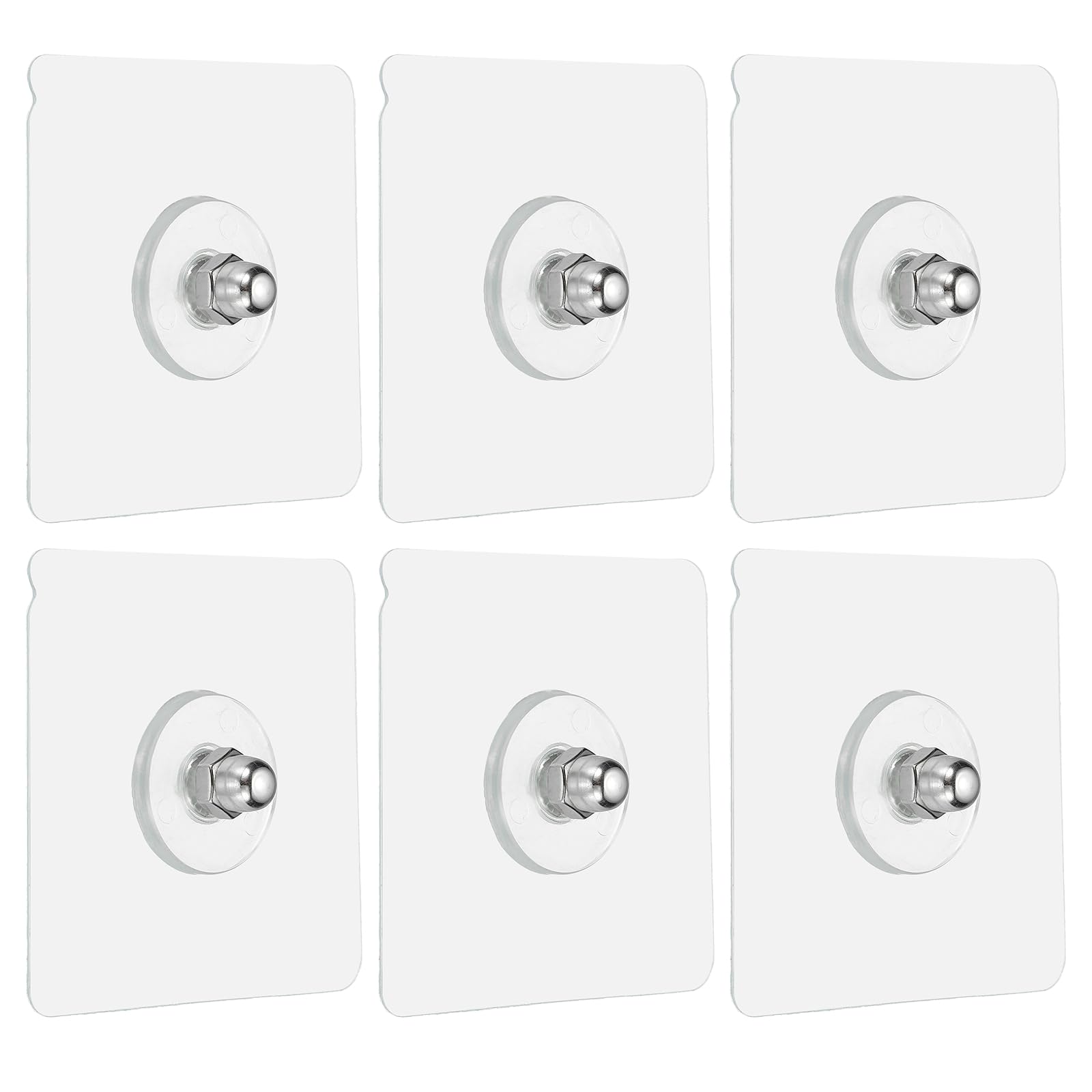 sourcing map 6Pcs Adhesive Wall Mount Screw Hooks, 2.8" Square Drill Free Adhesive Hooks Waterproof Heavy Duty Sticky Wall Mount with M6 Screw Cap Nut for Bathroom Kitchen Hanging Shelf, 6mm