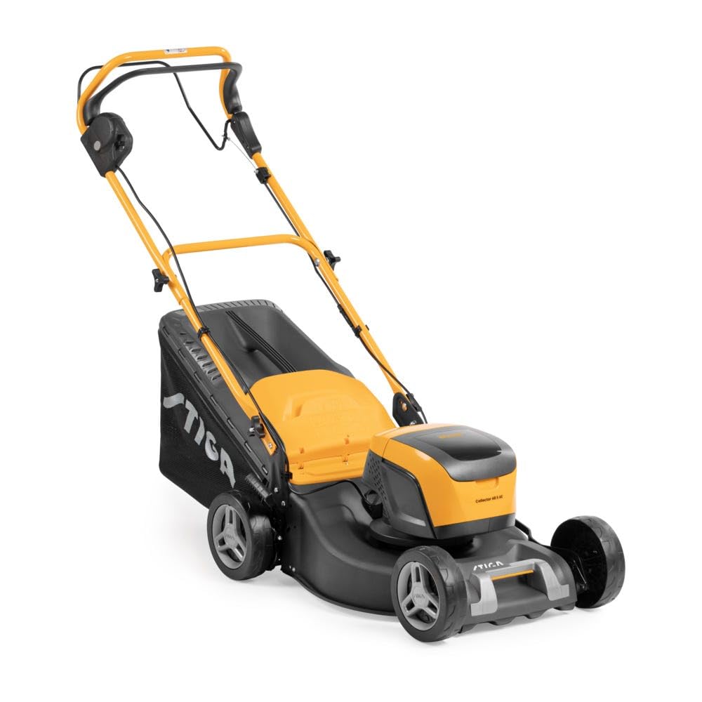 STIGA Collector 48 S AE a Kit Tagliaerba a Batteria, 48V 5Ah, 46 cm – Motore Brushless 1,3 kW, Sacco Ibrido 60 L – Prati Fino a 550 m²