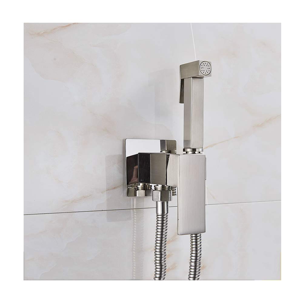 Spruzzatore per bidet con acqua fredda e calda, in ottone, portatile, per doccia, doccia, bidet, rubinetto per la pulizia del WC, igiene personale, oro rosa (spazzolato