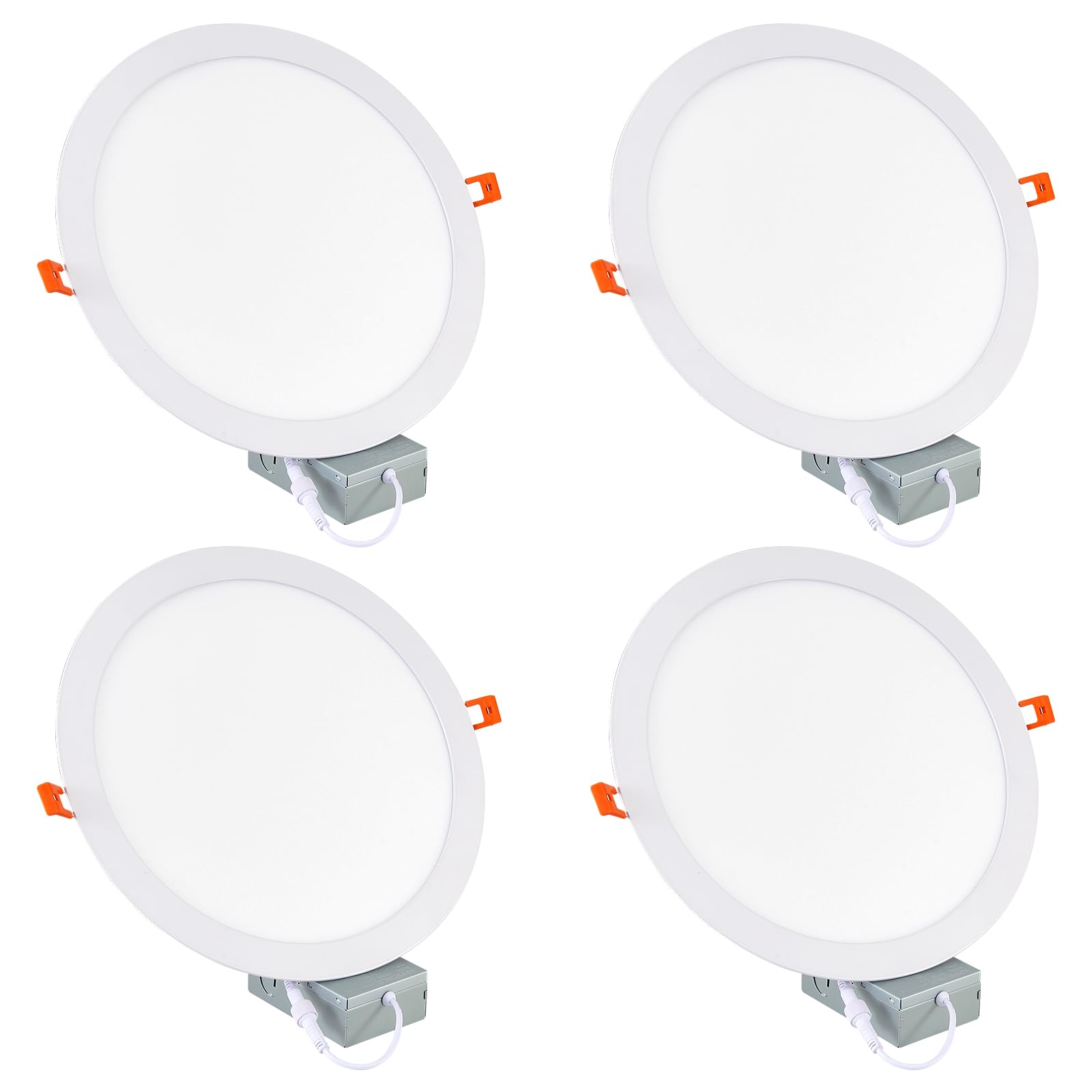 Photo 1 of APPRONLIT 11 Inch Recessde Lighting for Ceiling with Junction Box,6000K 2185LM,24W Ultra-Thin Canless Wafer Downlight,for high Ceiling 4 Packs,No Dimmable