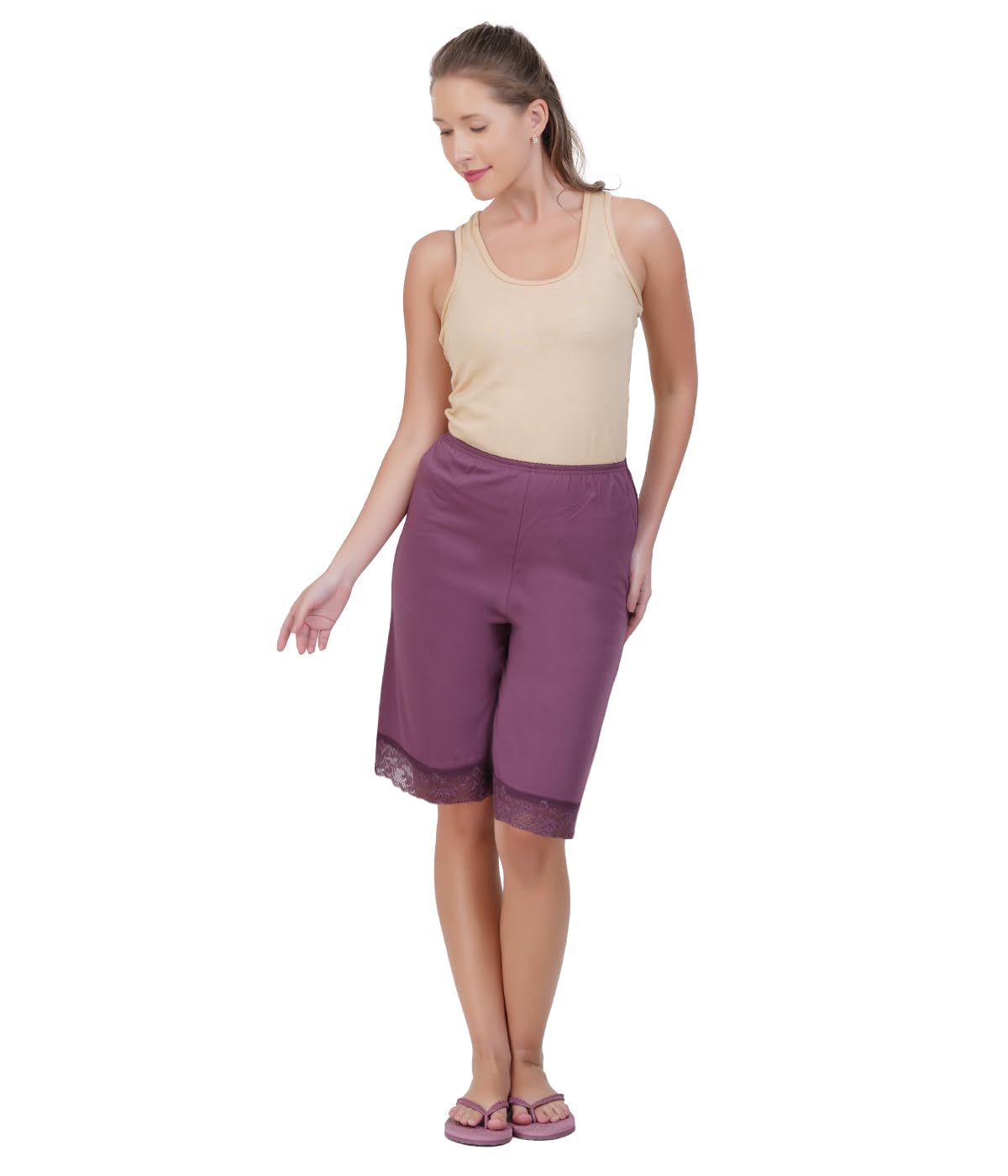 Women & Girls Knee Length Underskirt Shorts | Soft Cotton Inner Bermuda Shorts for Dresses, Kurtis & Maxi | Anti Chafing Casual Inner Wear