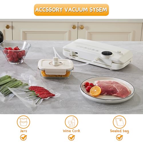 Vacuum Sealer Machine, Updated 2025 Commercial Food Sealer, 6-in-1 Food Sealer with Digital Timer, Built-in Cutter,20 Vacuum Seal Bags for Food 