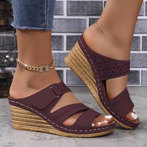 Sandals for Women 2025 Dressy, Platform Sandals Women Fashion Wedges Mid Heels Open Toe Espadrilles Slip on Shoes Dressy Summer4