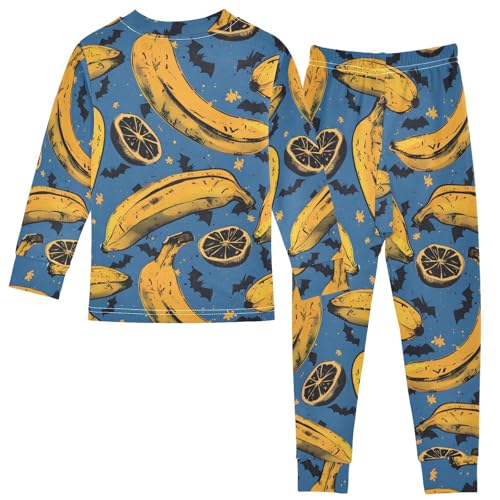 Pajama Sets Long Sleeve Banana Lemon Bat Star Pattern Soft Comfy Sleepwear 2 Piece PJS 3-8T3