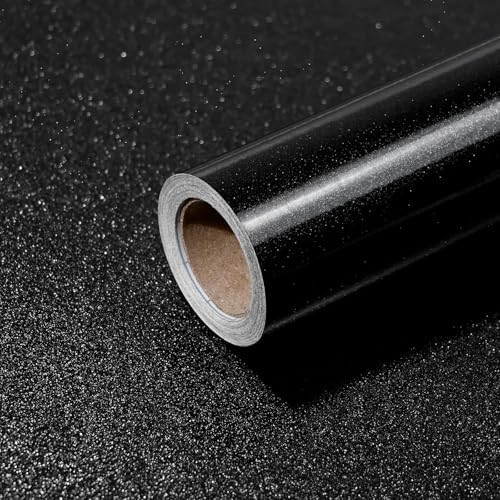 wishFIRE Schwarz Glänzend Tapete 40cmx300cm Selbstklebende Tapete Flashing Tapeten Küche Deko Möbel Küchenschränke Türen Wohnzimmer Wasserdicht Abnehmbar