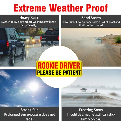 Image of Rookie Driver Signs - Reflective New Driver Magnet, Please Be Patient