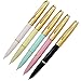 Set of 5 Color Wing Sung Fountain Pen with Timeless Classic Arrowhead Clip,Hooded Fine Nib,Golden Metal Cap
