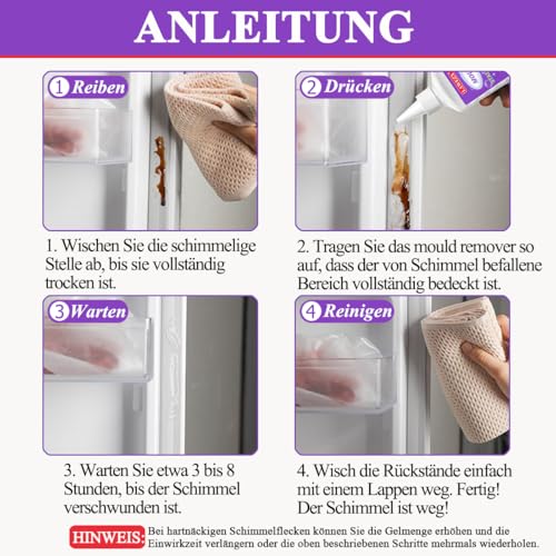 150ml Mould Stain Remover Gel mit Pinsel, Haushalts Mould & Mildew Reiniger, Effektiver Schimmelflecken-Reiniger-Gel für Waschmaschine… – Ansicht 4