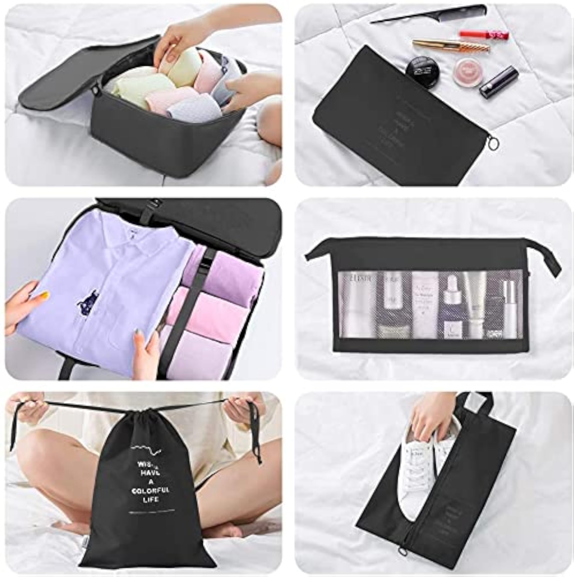 ZDKGER Packing Cubes - 9 PCS Travel Luggage Organizers Set