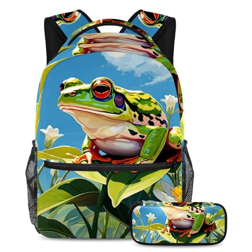 Sac d'école grenouille et fleur idéal pour la rentrée des classes au collège
