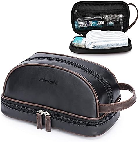 Toiletry Bag for Men, PU Leather Travel Organizer Shaving Bag Water-resistant Dopp Kit for Toiletries Accessories Black Brown 1 Toiletry Bag for Men, PU Leather Travel Organizer Shaving Bag Water-resistant Dopp Kit for Toiletries Accessories Black Brown