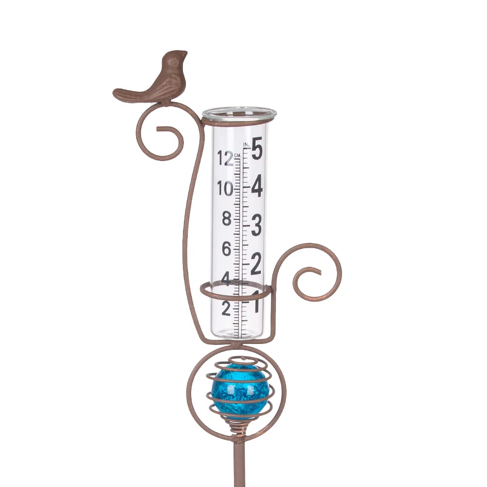 HOBYLUBY 27'' Rain Gauge Outdoor, Rain Gauge with Luminous Beads for Garden, Yard, Patio, Pathway