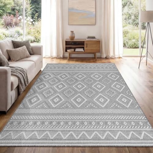 Paco Home Outdoor Teppich, Wetterfest, UV-beständig & Pflegeleicht, Flachgewebe Modern Boho-Style. Ideal für Terrasse Balkon Wohnzimmer &… – Ansicht 1