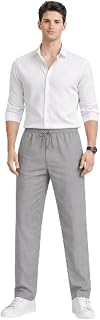 Grey Linen Pants Relaxed Fit, Elastic Waist Drawstring Trouser | Comfortable Summer Casual Price In India