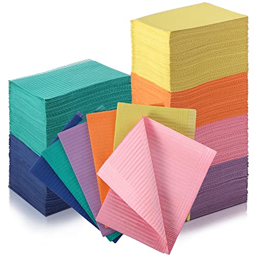 Newwiee 750 Pcs Disposable Dental Bibs Bulk Waterproof 13x18, Rainbow