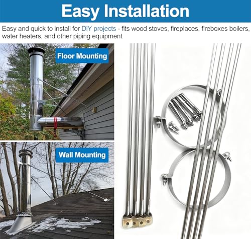 Soporte de techo de chimenea premium en acero inoxidable duradero de 11.2" 4