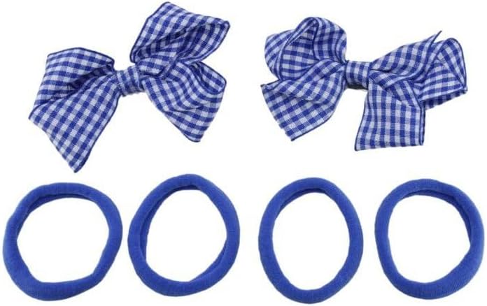 Gingham Hair Accessories for School Alice Band Slim Headband Scrunchy Clips (Royal Blue Gingham School Hair Set Bow Clip Grips Concord Plain Ponio Ponios Bobbles)