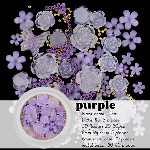 Edittime 6 Wheels Resin Nail Art Camellia Rose Flower Butterfly Charms With Pearls And Mini Nail Caviar Micro Round Ball Beads For Manicure Nail Art Diy Crafts Jewelry Accessories(Flower Kit) #TOP6