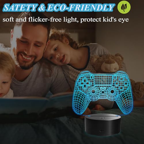 Image of Gamepad 3D Lamp, Game Console Night Light for Kids, with 16 Colors Changing, Timer, 4 Flash Modes and Dimmable, Gaming Room Decor as Xmas Holiday Birthday Gifts, Gamer Gift for Boys Girls