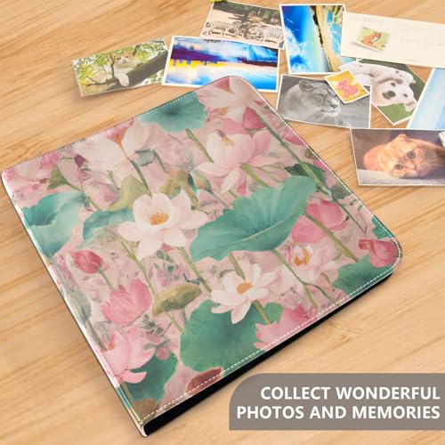 Álbum de fotos autoadhesivo DIY scrapbook con cubierta de cuero PU, diseño de anillas 3 anillos, 40 páginas, tamaño 11.8 x 11.2 pulgadas miniatura 5