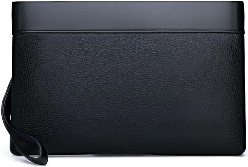 Mens Wristlet Bag Clutch Purse Synthetic Leather Bags with Wrist Strap Zip Closure 7.9 Inch