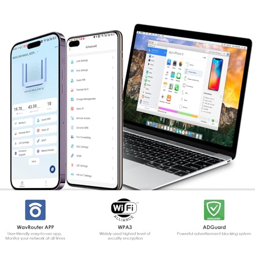 WAVLINK AX6000 WiFi 6 Mesh Router with 2.5G Port, 2025 6.0 Gbps Gigabit Wireless Internet Router, Coverage 2,500 sq.ft., 256 Devices, 8 High Gain Antennas, OpenVPN, WPA3, Parental Control, QoS - Image 3