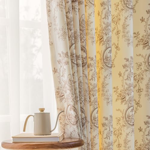 SUOUO Floral Curtains for Living Room Chenille 96 Inches Long
