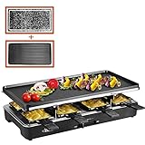 Artestia Raclette Table Grill,1200W Electric Indoor Grill,8 Paddles Korean Bbq Grill,Cheese Raclette with Grill Stone and Non-Stick Reversible Alumin