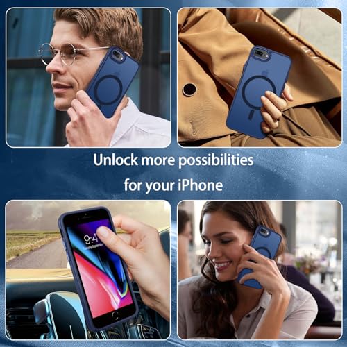 Coque iPhone 7 Plus compatible Magsafe antichoc bleu foncé mat - 4