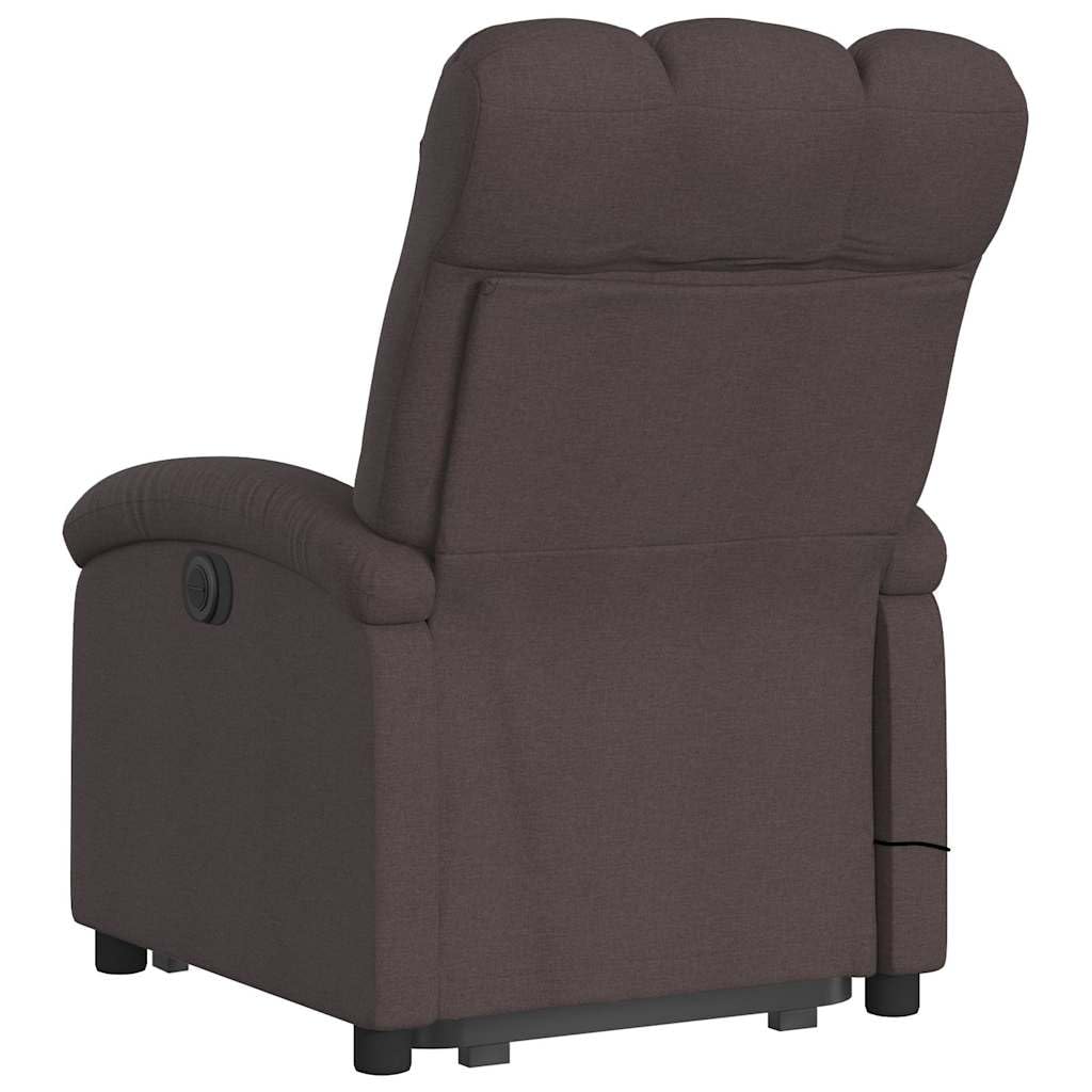 Sillón elevador eléctrico reclinable con 6 puntos de vibración, tejido marrón oscuro, función elevación e inclinación 135°, marco estable, cómodo
